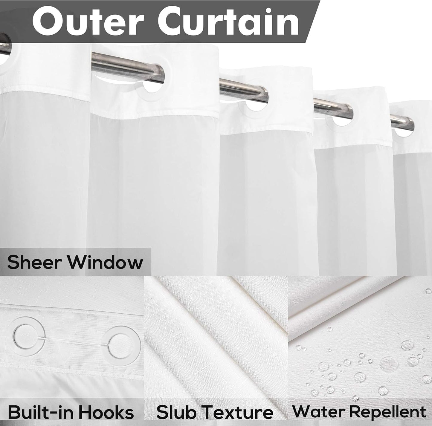 No Hook Shower Curtain